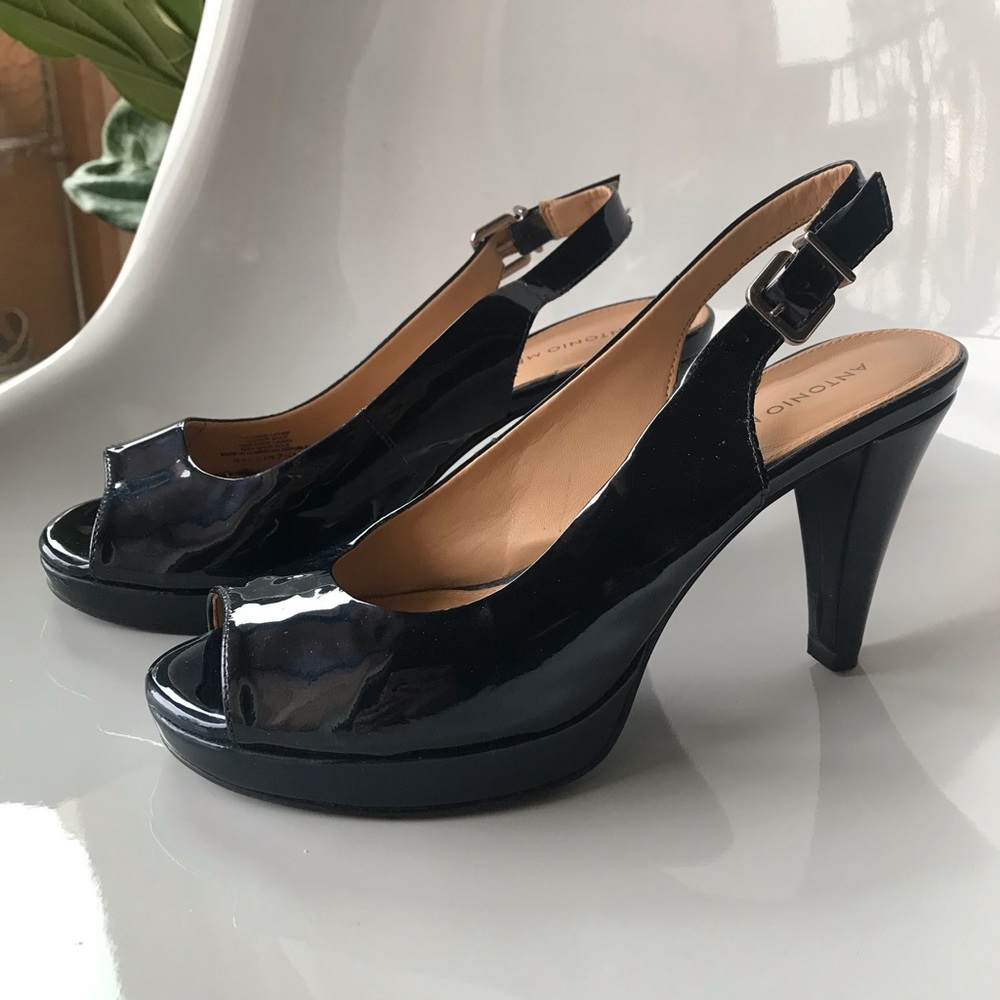 ANTONIO MELANI SLINGBACK PUMPS - 7.5 NAVY BLUE